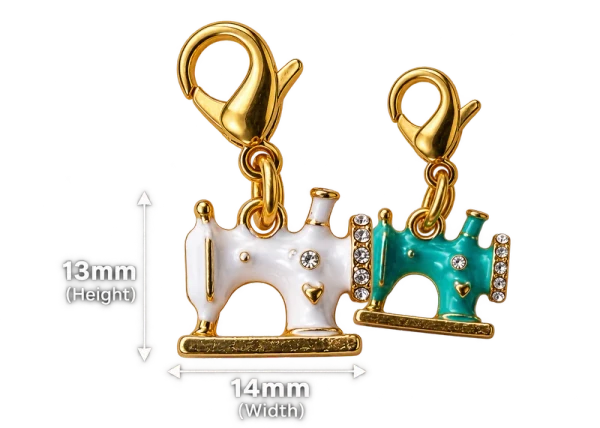 Sewing Machine Keychain, with its measurements