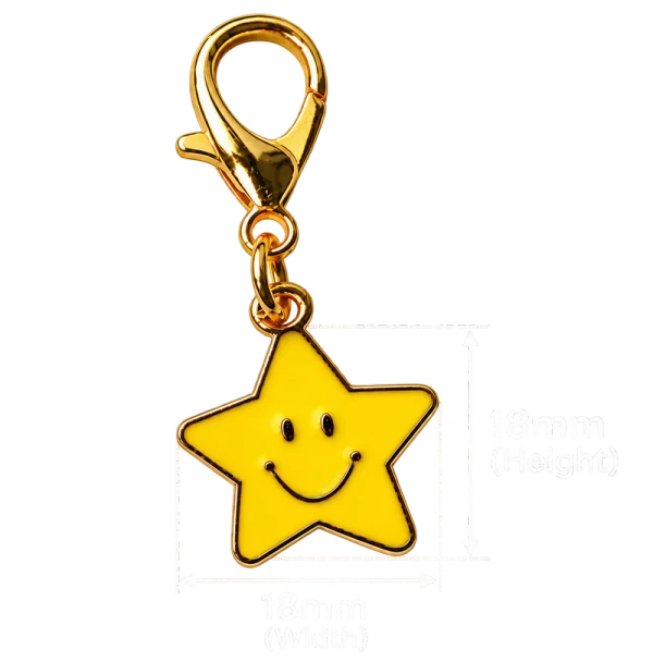 Yellow Star Keychain, with its measurements